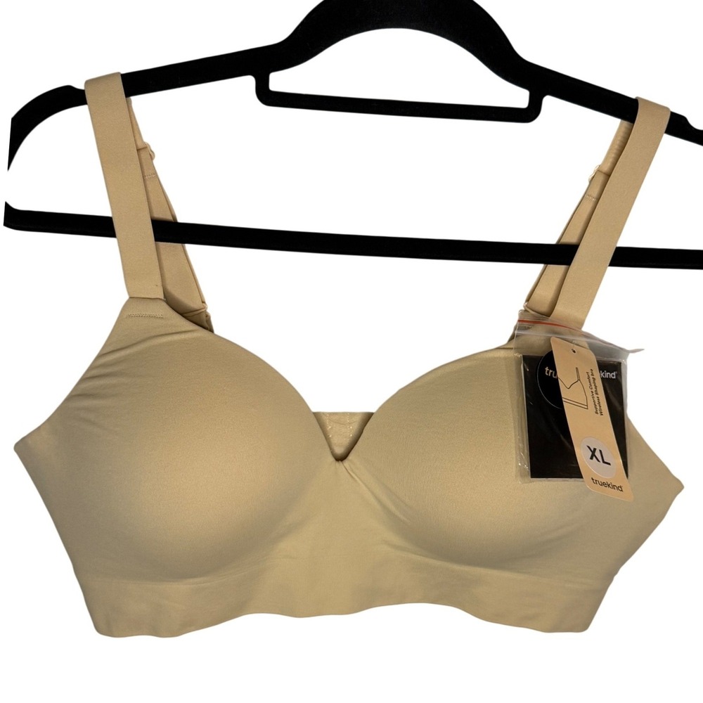 Truekind Supportive Comfort Wireless Shaping Bra Beige Size XL With Extender NEW